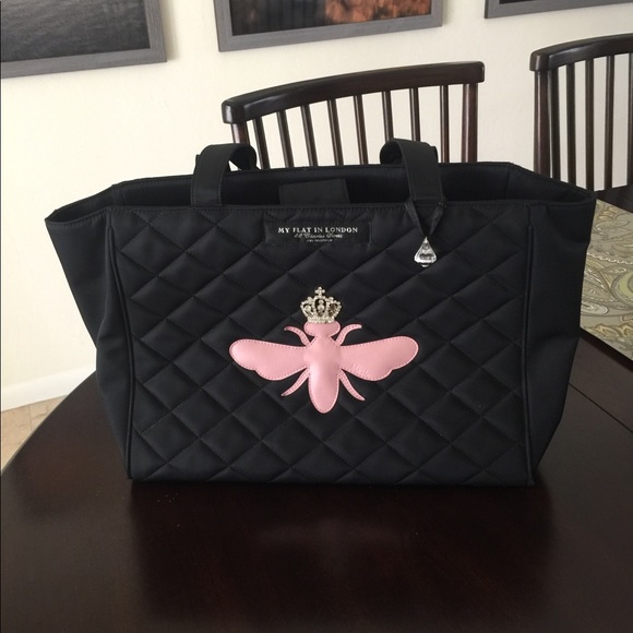 Brighton Handbags - My Flat In London Pink Crowned Queen Bee Tote
